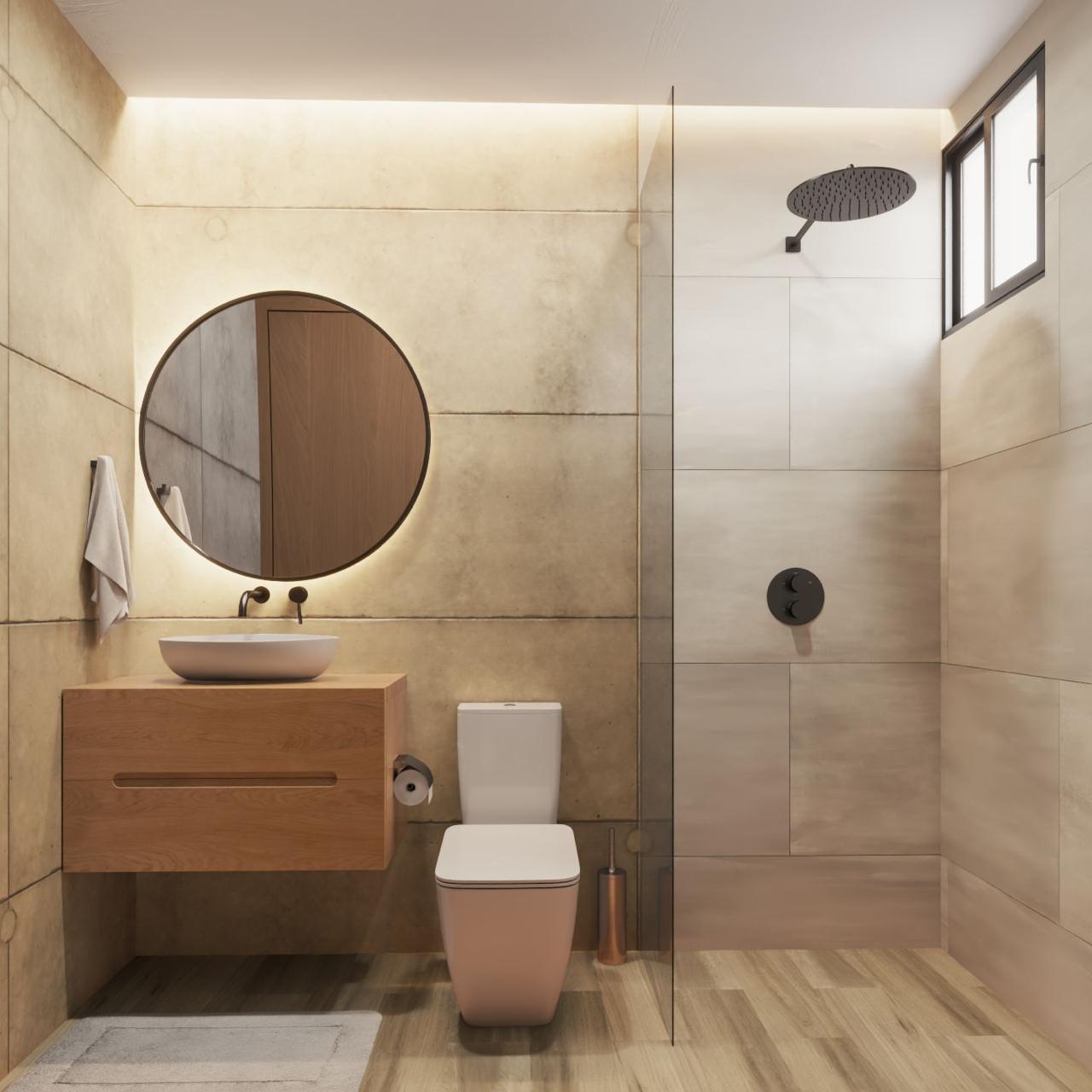 Baño de un departamento del edificio Zaha